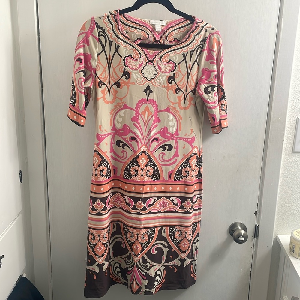 Charter club brown, tan, pink, coral  dress size small